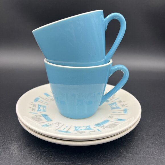 Blue Heaven Other - MCM 1950's Blue Heaven China Coffee /Tea Cup & Saucer 2 Sets